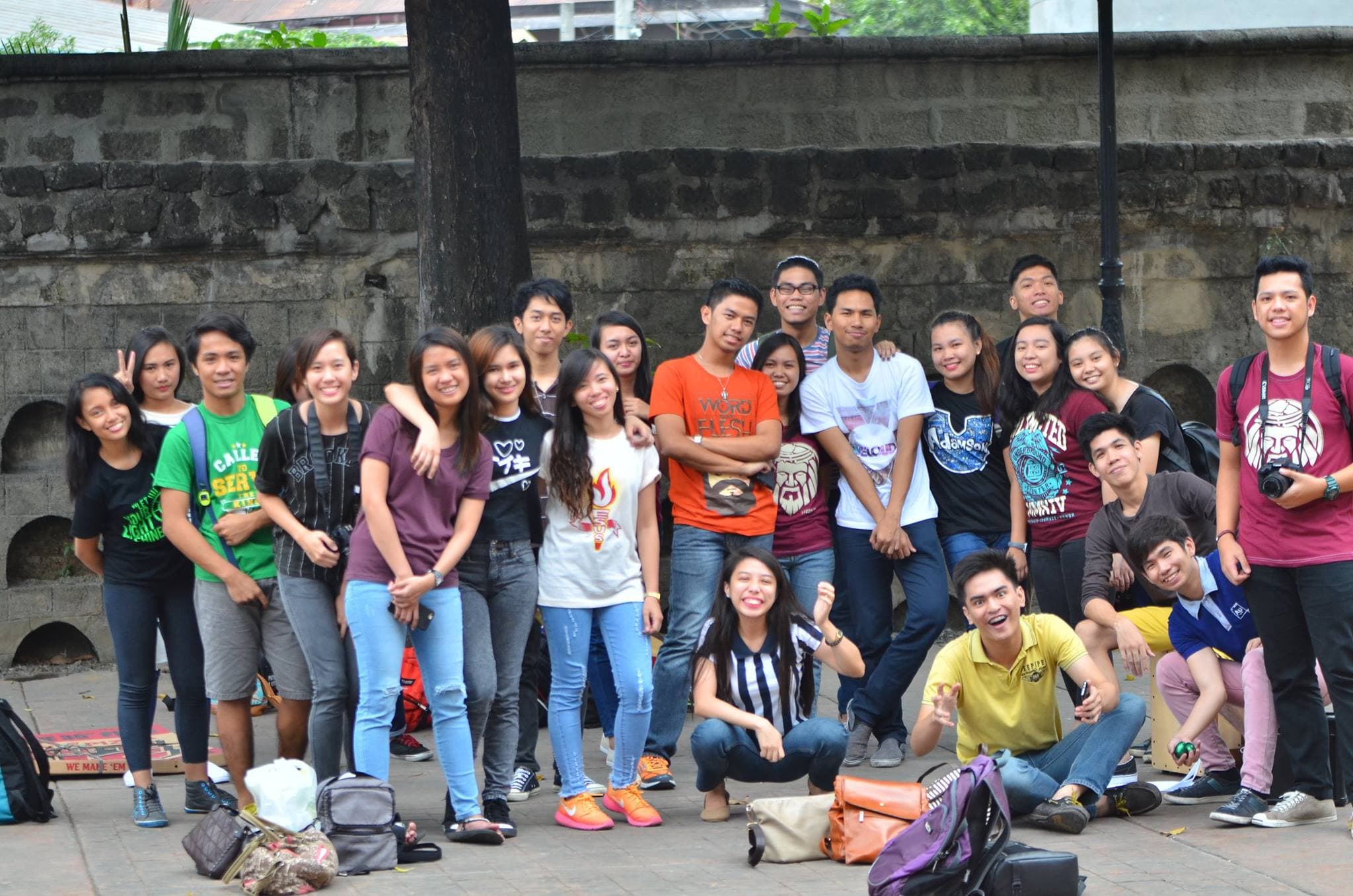 Large group of Youth for Christ volunteers at Intramuros historic walled city